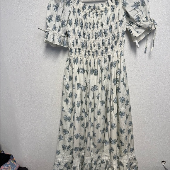 Antonio Melani Blue Floral Smocked Midi Dress NWT Size 12 Cottagecore - Picture 7 of 14